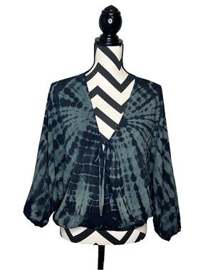 Blu Moon Boho Whimsigoth Tie Dye Dolman Sleeve Wrap Top Sz S